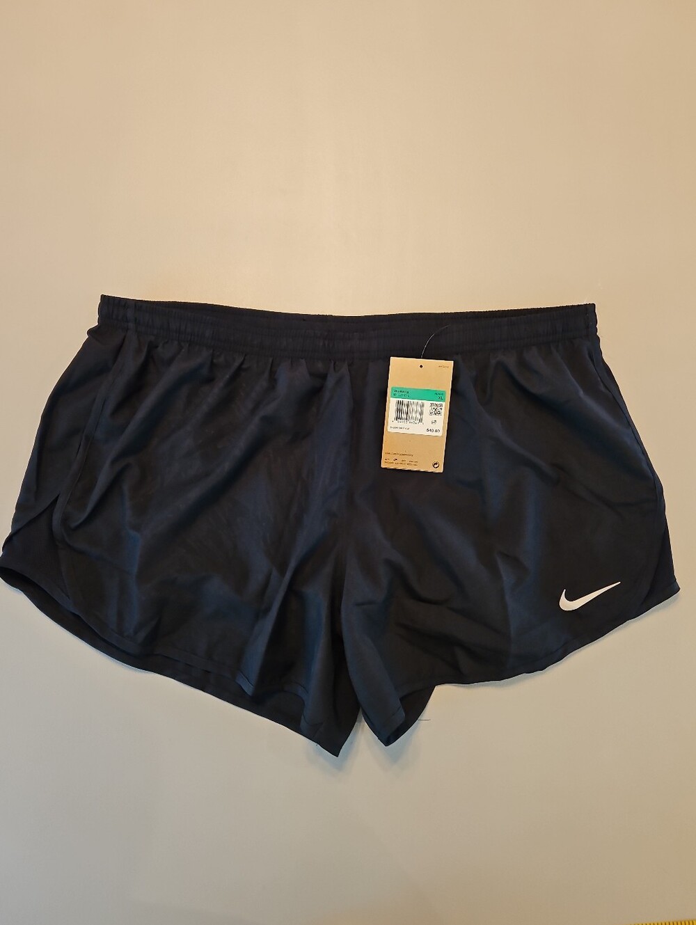 Nike Black Dri-FIT Tempo Brief Lined Running Shorts with White Swoosh